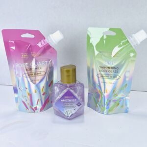 Global Beauty Care GEMSTONE SET Jade Body Glaze Rose Body Milk Amethyst Oil NEW